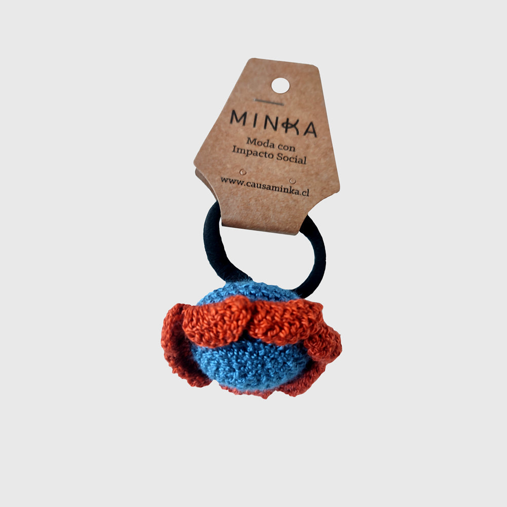 Coleta flora crochet azul